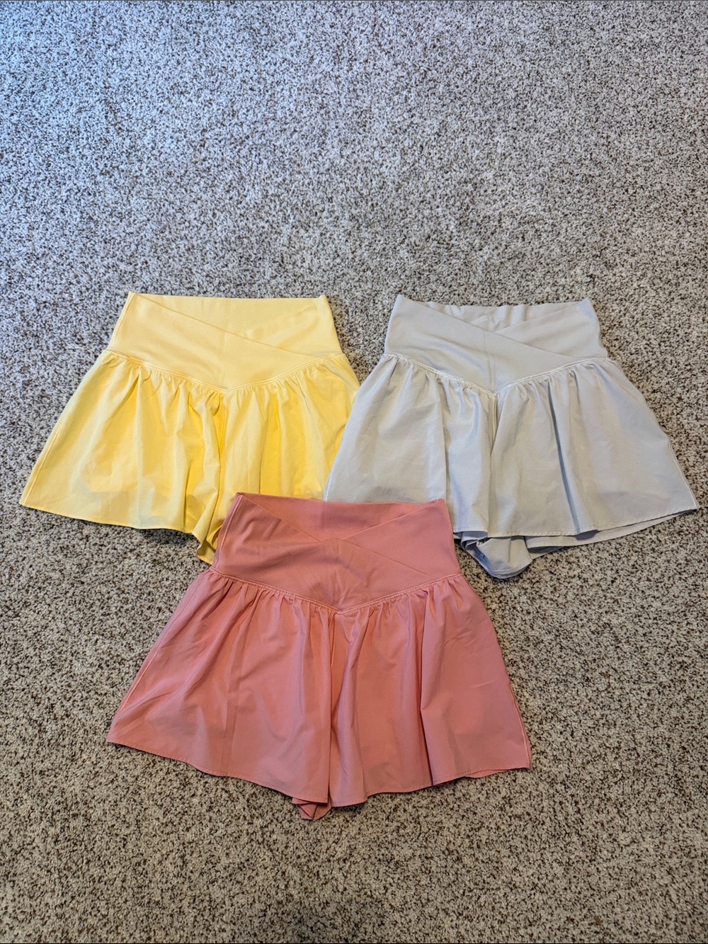 Offline by Aerie V-Waist Skort in Yellow, Pink, and Light Gray